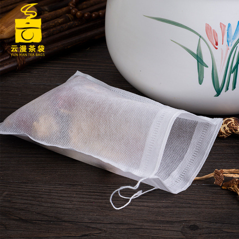 包邮13*18cm无纺布袋抽线茶包袋煎药袋卤料过滤袋一次性煮茶滤袋