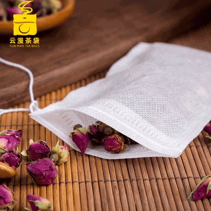 100个9*10cm无纺布抽线茶包袋一次性煎药卤料包茶叶过滤袋调料袋