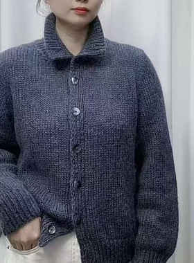 男女同款翻领开衫材料手编线围巾毛衣线团中粗冬季段染儿童宝宝线