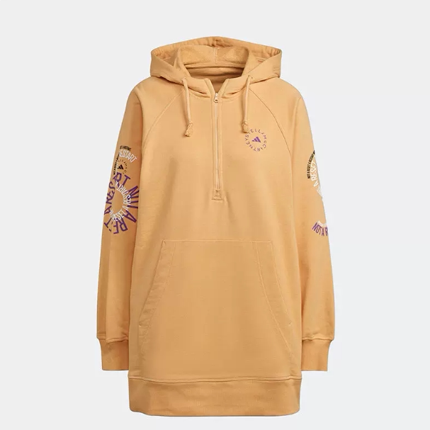 Adidas阿迪达斯正品新款春秋季女款休闲连帽加长款套头卫衣IB5898