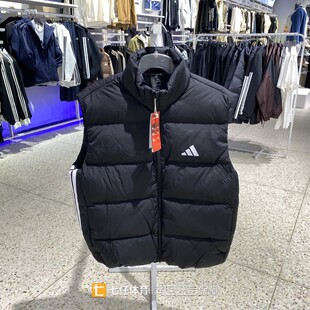 新款 男子立领保暖运动休闲羽绒马甲KH3991 冬季 Adidas阿迪达斯正品