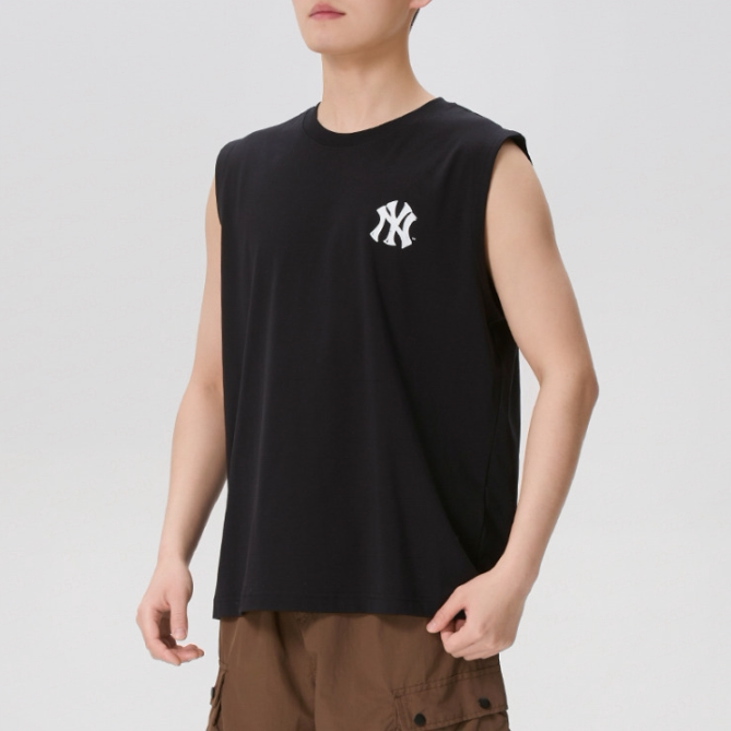 MLB正品新款夏季男款纽约洋基胶印时尚休闲无袖针织背心3ATOB0263