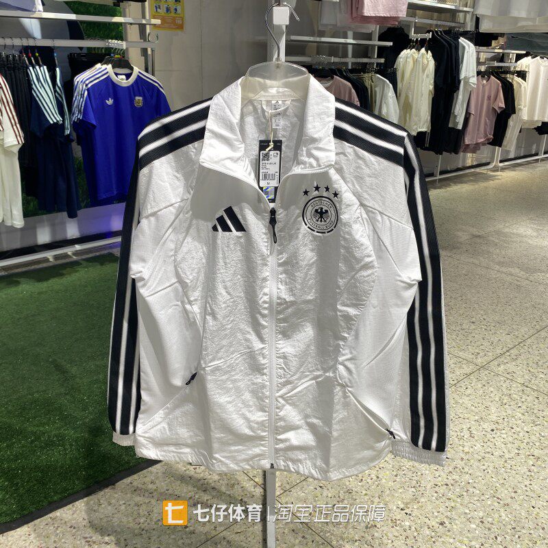 Adidas阿迪达斯正品新款春秋男梭织立领三条纹单层休闲外套JZ9339