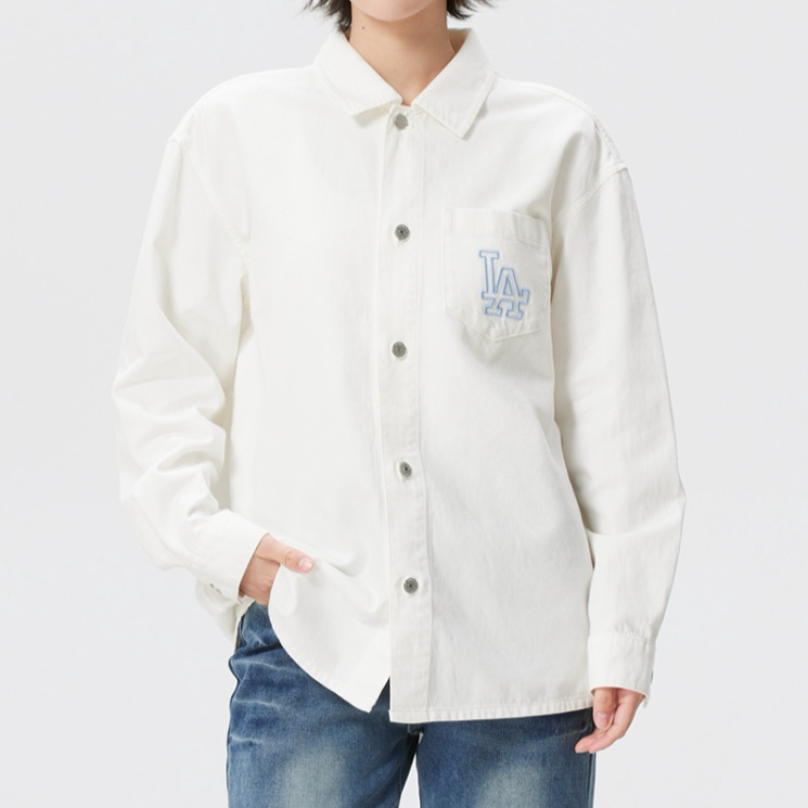 MLB正品新款春秋男女同款宽松百搭休闲长袖衬衫夹克外套3ADRV0261