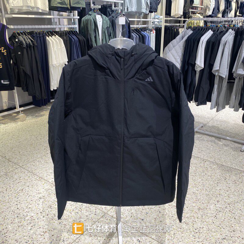 Adidas阿迪达斯正品冬季新款男连帽保暖黑色百搭休闲羽绒服KY5657