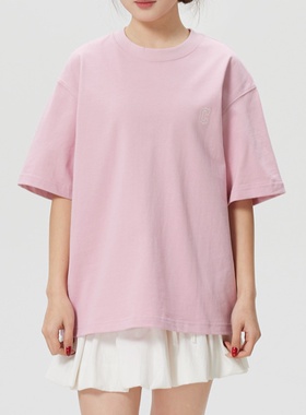 MLB正品春秋男女同款百搭纯棉印花logo圆领休闲短袖T恤3ATSB0263