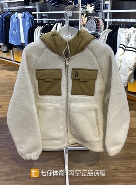 MLB正品冬季新款男女同款连帽抓绒保暖时尚运动休闲外套3AFDB0146