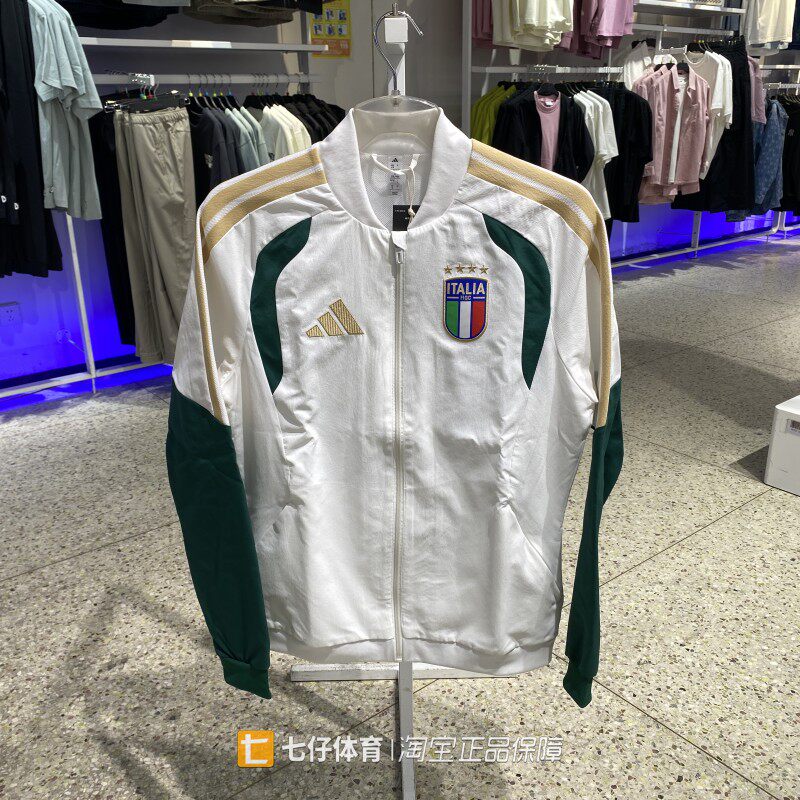 Adidas阿迪达斯正品春季新款男梭织棒球领拼接休闲足球外套JZ9370