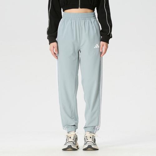 Adidas阿迪达斯正品新款春秋季女款松紧印花三道杠梭织长裤KC5494