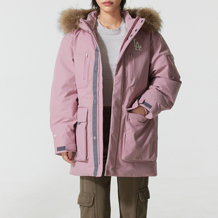 MLB正品新款冬季男女连帽毛领保暖防风宽松休闲羽绒服3ADJB0656