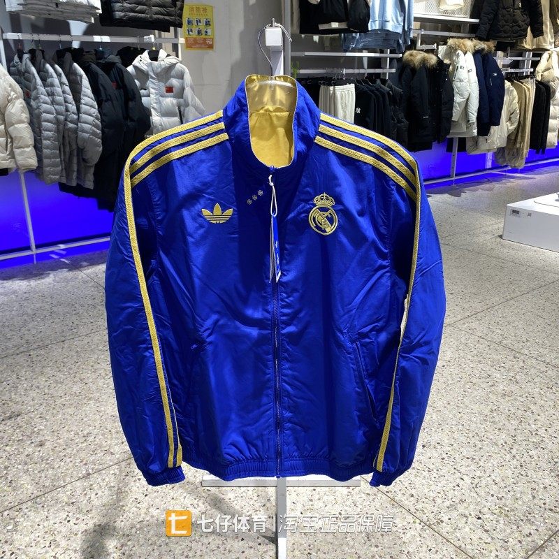 Adidas阿迪达斯正品新款春秋男梭织立领刺绣双面穿休闲外套JZ2236