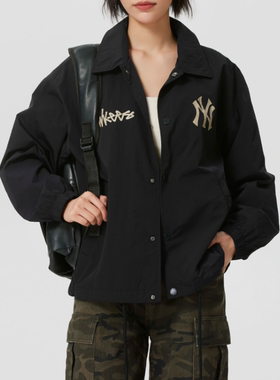 MLB正品新款春秋男女同款翻领印花logo时尚运动夹克外套3AJPB0561