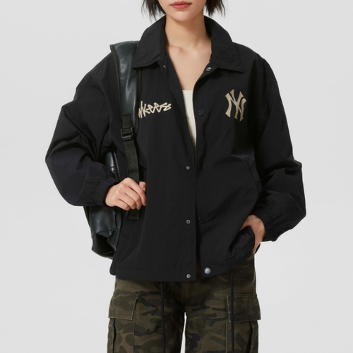 MLB正品新款春秋男女同款翻领印花logo时尚运动夹克外套3AJPB0561