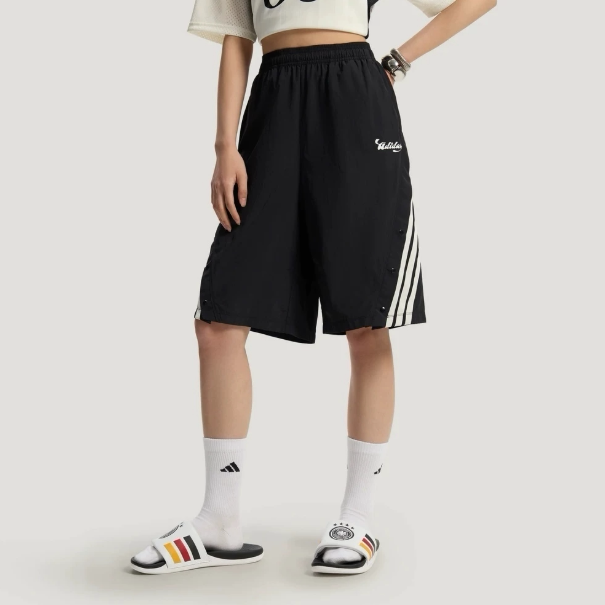 Adidas阿迪达斯正品新款夏季女款松紧三道杠运动梭织短裤KZ2392