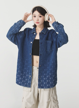 MLB正品新款春秋男女同款户外休闲百搭时尚翻领牛仔外套3ADRM0754