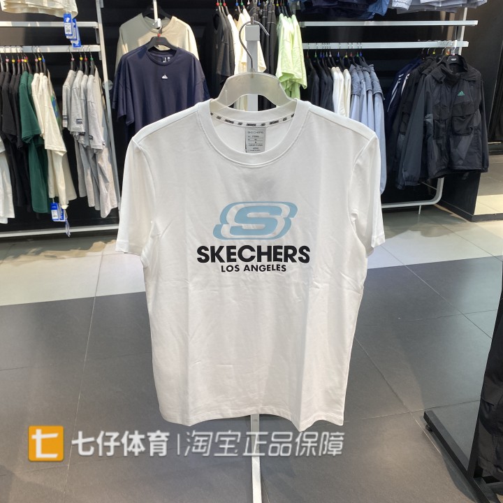 斯凯奇男女印花宽松圆领短袖T恤