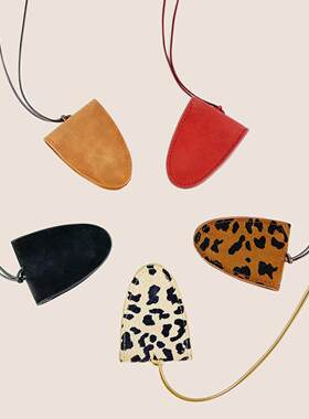 复古豹纹皮质挂脖多功能眼镜夹