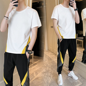 男士短袖t恤冰丝套装2025夏季新款纯棉一套TZ7255-P60