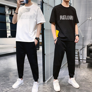 夏季短袖t恤男休闲学生九分裤套装A210-TZ7216-P65图片