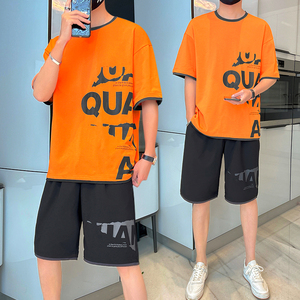 夏季短袖t恤套装男短裤男女套装潮流款A210-TZ7265-P60图片