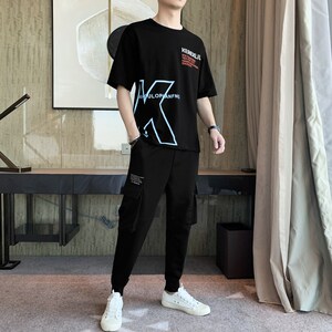 2春夏季短袖套装男韩版时尚休闲九分裤套装A210-TZ8603-P60图片