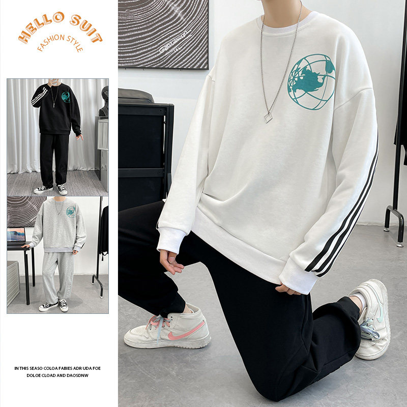 1秋季套装男潮流时尚港风长袖卫衣套装A210-TZ8805-P70,男装休闲套装,星座210-3