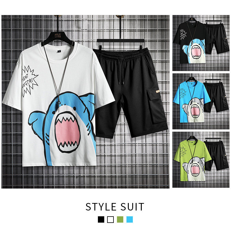 夏季短袖t恤衫男潮流时尚休闲t恤短裤五分裤套装A210-TZ6847-P55，男装牛仔裤，星座210-3