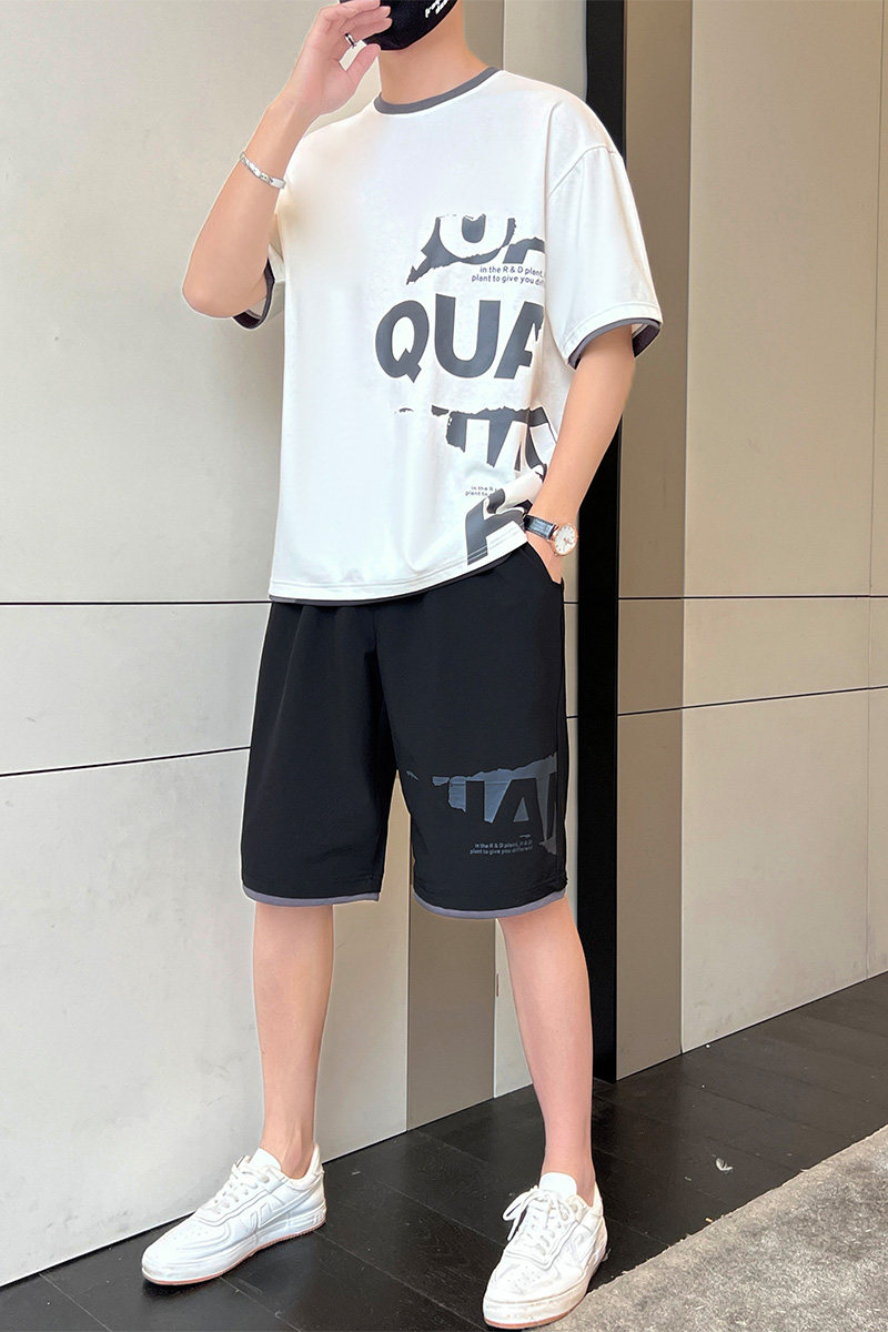 夏季短袖t恤套装男短裤男女套装潮流款A210-TZ7265-P60,男装牛仔裤,星座210-3
