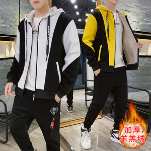 秋冬季加绒卫衣男羊羔绒卫衣套装两件套A210-TZ826-P95图片