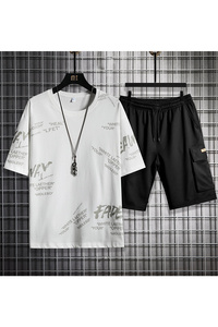 1夏季短袖t恤男潮流短裤套装五分裤套装男A210-TZ6860-P55图片