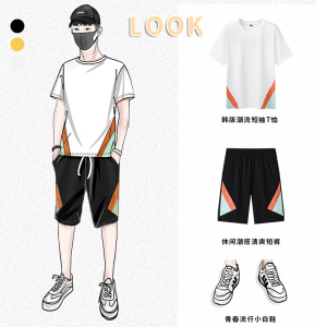 夏季短袖t恤套装男潮流时尚休闲两件套A210-TZ7256-P60图片