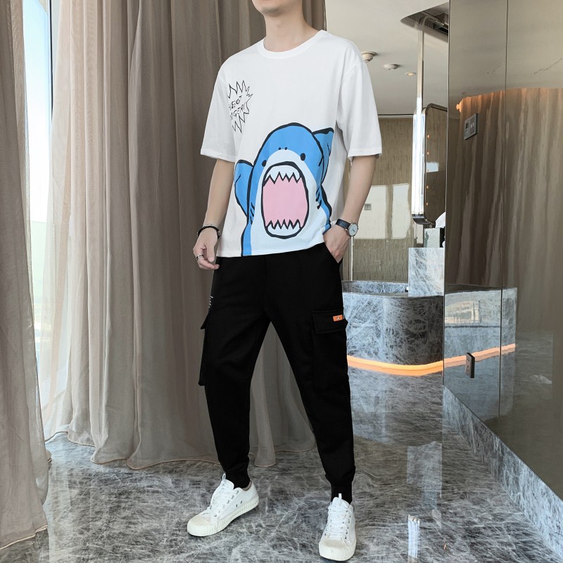 2夏季短袖九分裤男潮流时尚休闲运动套装男两件套A210-TZ8605-P60图片