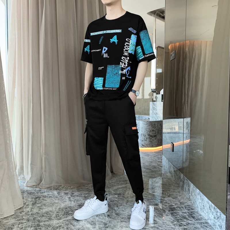 1夏季宽松t恤套装男潮流休闲两件套A210-TZ8609-P60图片