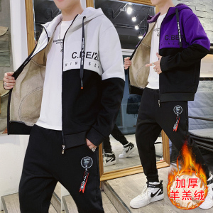 冬季羊羔绒卫衣套装男潮流两件套套装A210-TZ828-P95