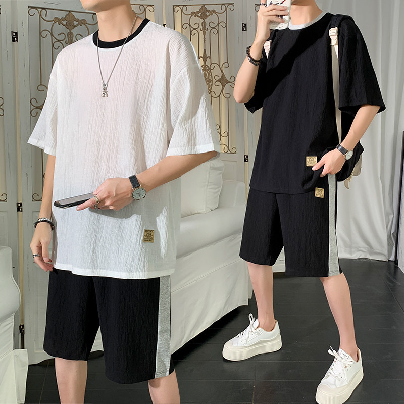 5夏季短袖短裤套装男潮流时尚休闲五分裤两件套A210-TZ6866-P45图片