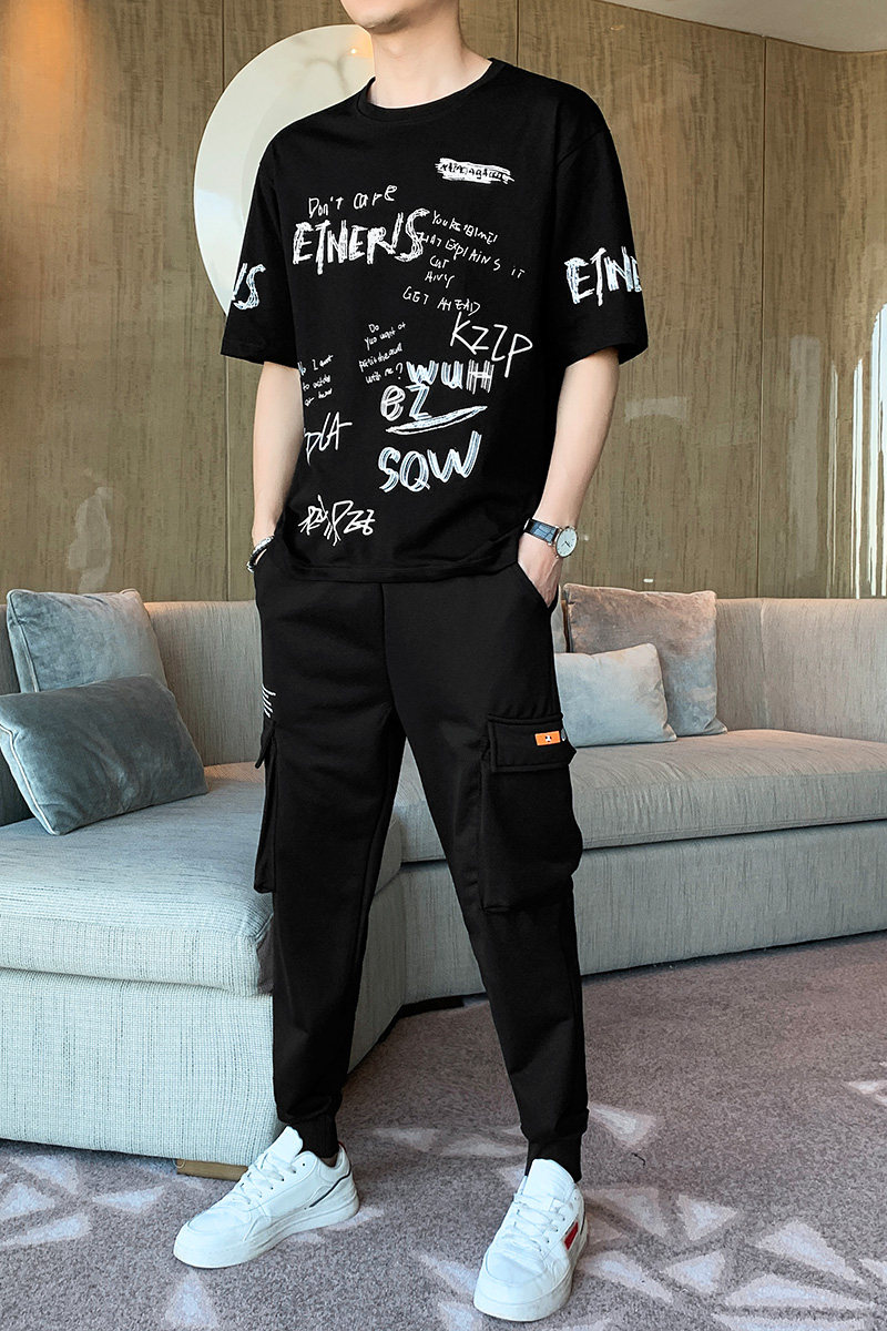 2春夏季短袖t恤运动套装男两件套休闲时尚T恤A210-TZ8610-P60,男装T恤,星座210-3