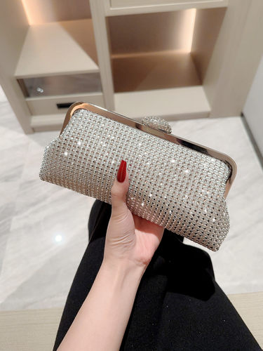 欧美时尚简约长款水钻晚宴手抓包结婚礼服伴娘手拿包气质名媛包女