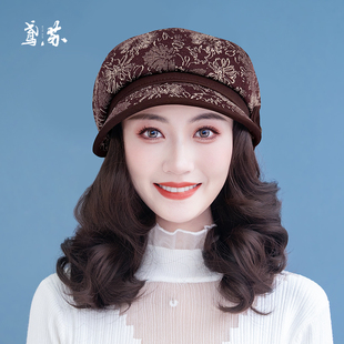 中老年假发帽子女款2025新款帽子假发一体可拆卸短卷发仿真全头套