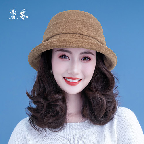 假发帽子一体女短发2026秋冬新款