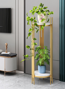 绿植电视柜旁边花架子轻奢客厅落地式摆件北欧沙发阳台花盆置物架