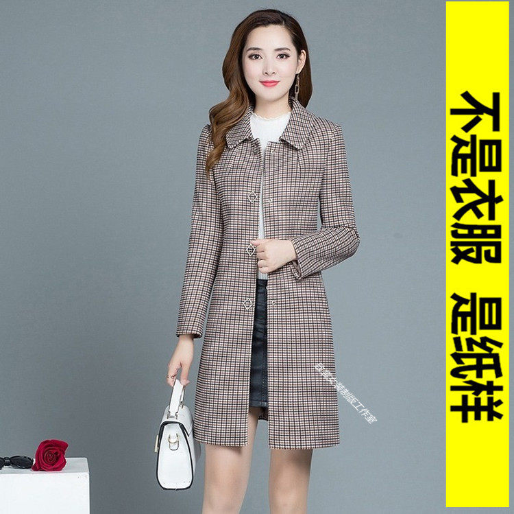 服装裁剪纸样做衣服图纸女装纸样1:1实物女装毛呢大衣纸样Z-361