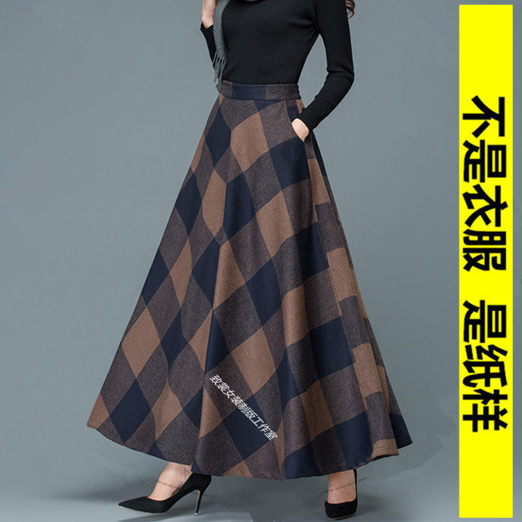 服装裁剪纸样裁衣服的样板图纸1:1实物女新款冬毛呢半裙纸样Z-440