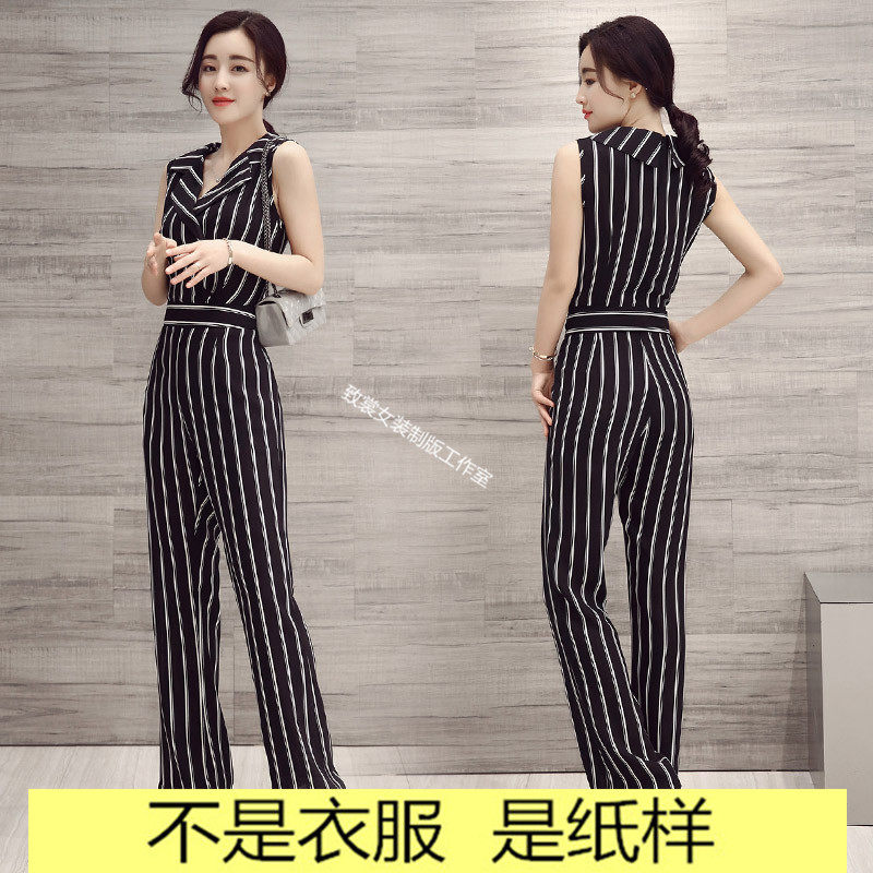 做衣服图纸服装裁剪图服装裁剪样板1:1实物女装夏连体裤纸样Z-134