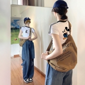 显瘦短袖 t恤衫 女生学院风夏季 三条杠修身 超火别致洋气短款 上衣ins