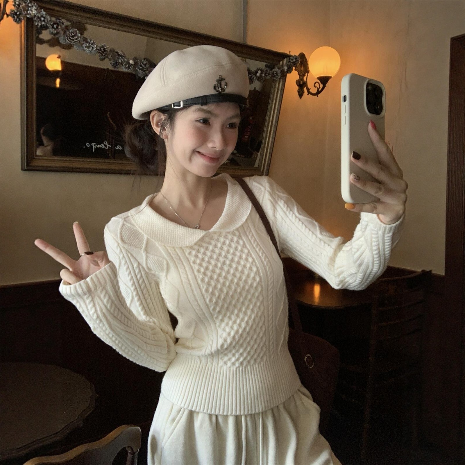 2026春秋季甜美娃娃领麻花针织衫女老钱风收腰高级感打底内搭毛衣,女装/女士精品,毛针织衫,淘宝优惠券,粉丝福利购,淘宝优惠卷