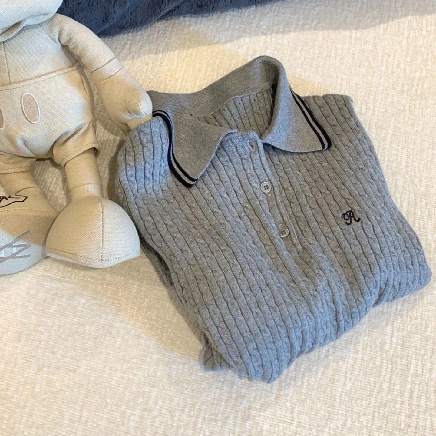 学院风polo领麻花针织衫女长袖显瘦减龄毛衣秋冬加厚打底衫女内搭