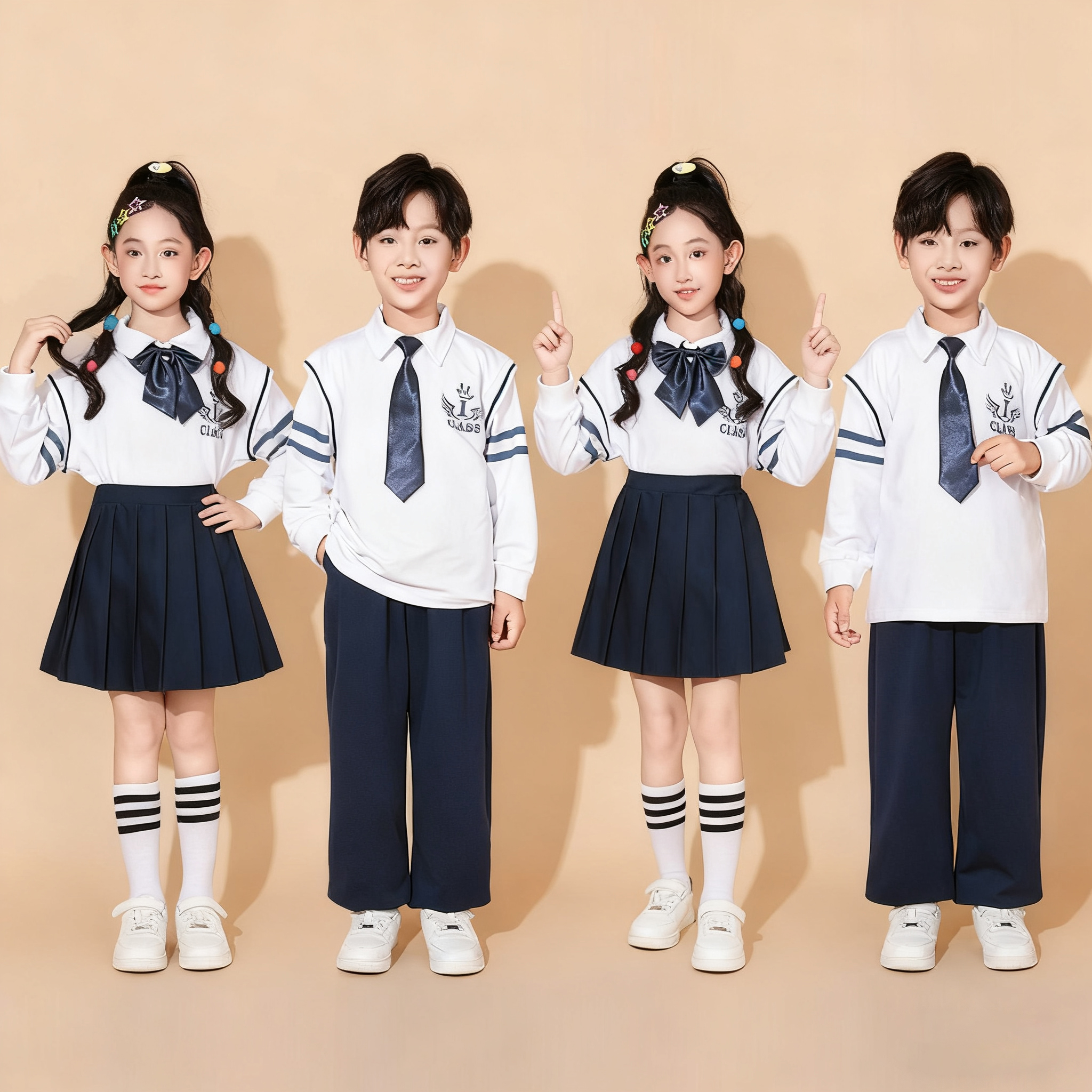 学院风儿童啦啦队演出服套装