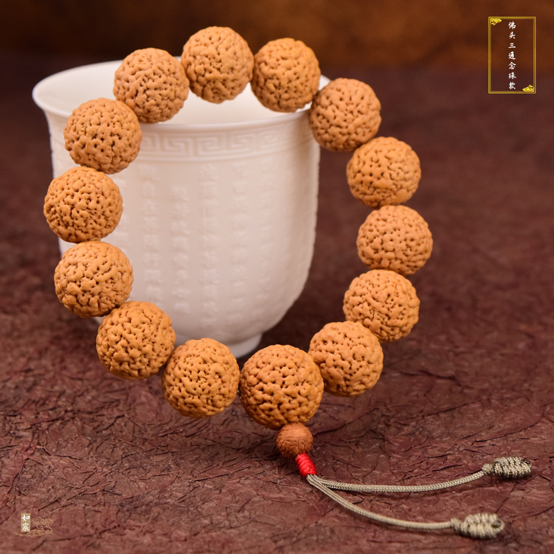 限量精品佛罗菩提佛珠手串念珠三通佛头佛螺高密超大金刚星月凤眼