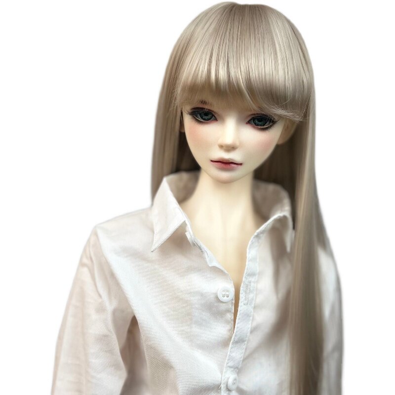 凯哥哥bjd娃娃假发3分4分刘海直发软丝软高温牛奶丝女娃毛胚假毛