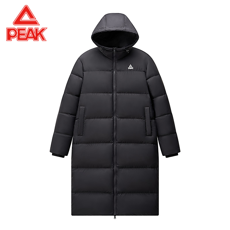 匹克羽绒服男冬季中长款过膝加厚保暖连帽运动户外百搭学生外套男